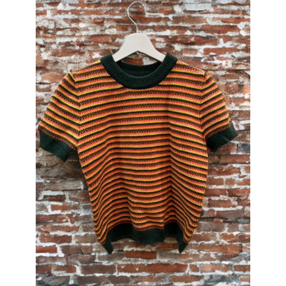 Cider Short Sleeve Striped Sweater